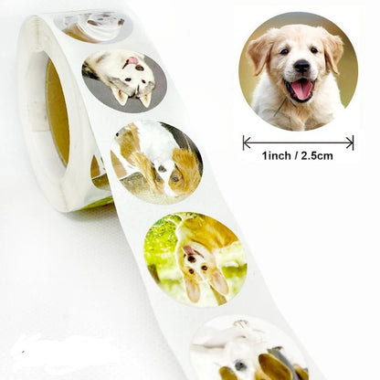 Round Cute Puppies Stickers (50-500 stickers)