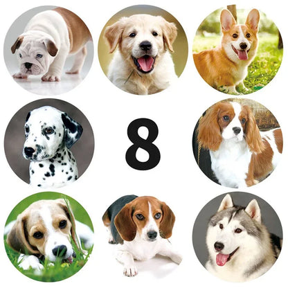 Round Cute Puppies Stickers (50-500 stickers)